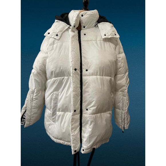 STEVE MADDEN White & Black Puffer Coat, Size 3X - Picture 7 of 12
